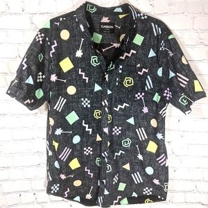 Carbon 80's Style Short Sleeve Button Up